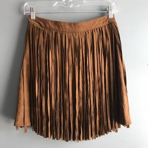 BB Dakota Suede Skirt with fringe overlay
